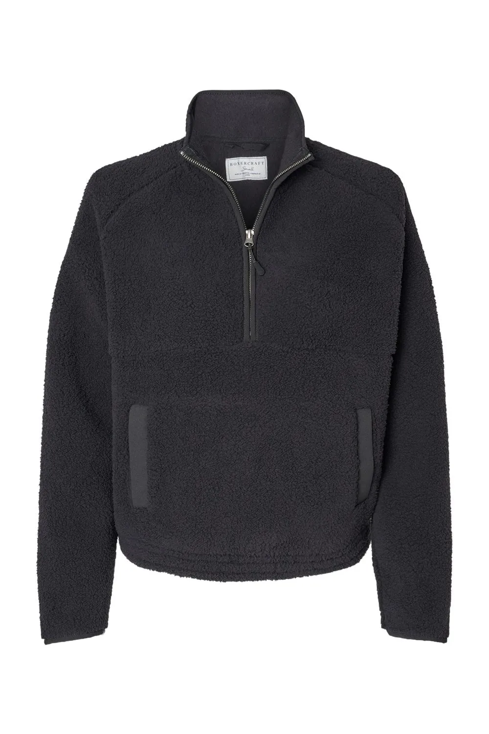 Boxercraft Womens Everest 1/4 Zip Sweatshirt w/ Pouch Pocket - Black Clothing Boxercraft
