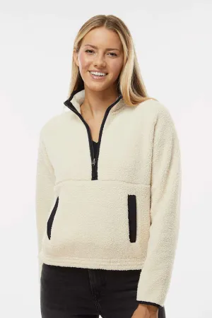 Boxercraft Womens Everest 1/4 Zip Sweatshirt w/ Pouch Pocket - Natural/Black Clothing Boxercraft
