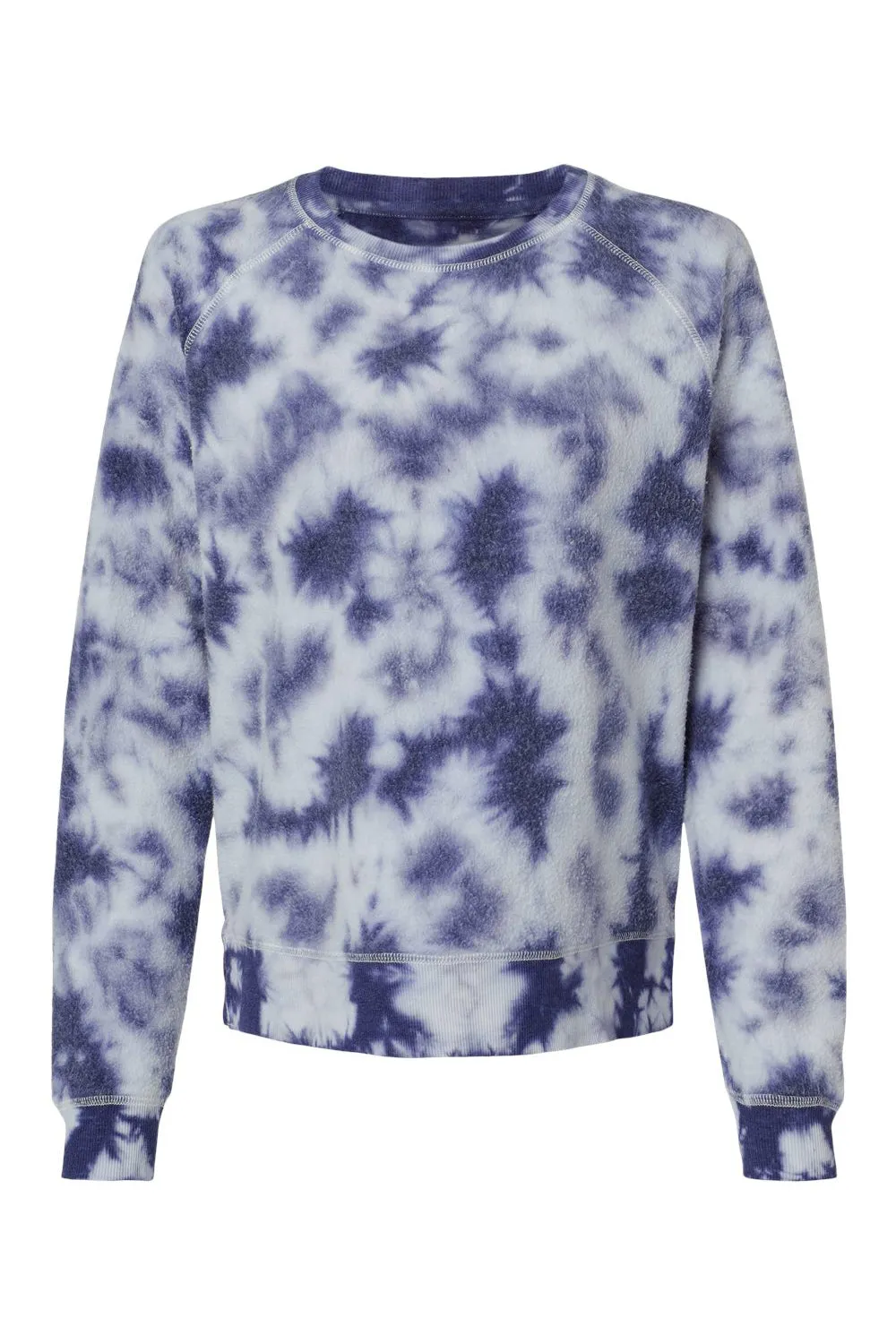 Boxercraft Womens Fleece Out Crewneck Sweatshirt - Navy Blue Tie-Dye - Closeout Clothing Boxercraft