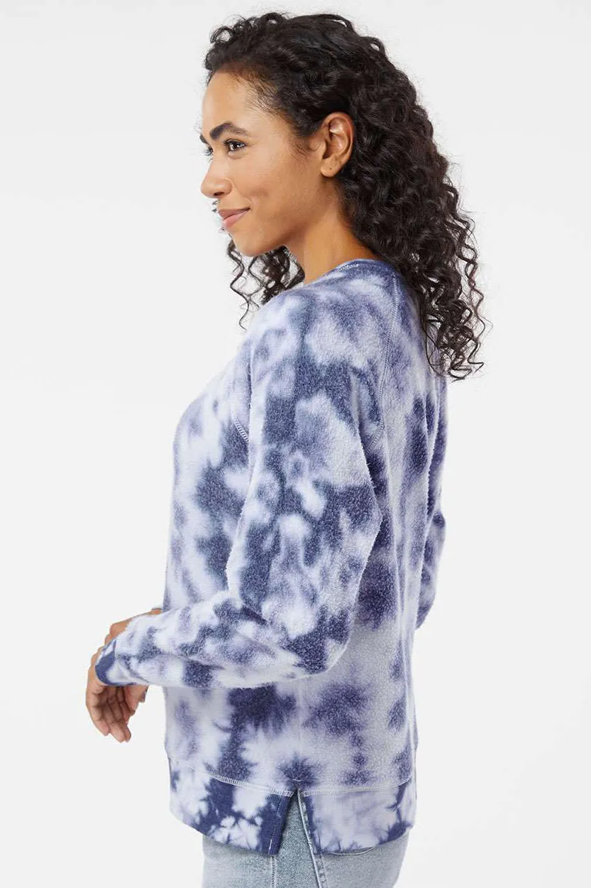Boxercraft Womens Fleece Out Crewneck Sweatshirt - Navy Blue Tie-Dye - Closeout Clothing Boxercraft