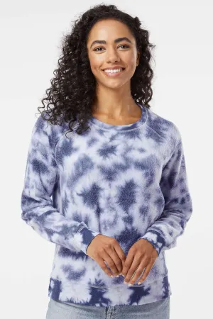 Boxercraft Womens Fleece Out Crewneck Sweatshirt - Navy Blue Tie-Dye - Closeout Clothing Boxercraft