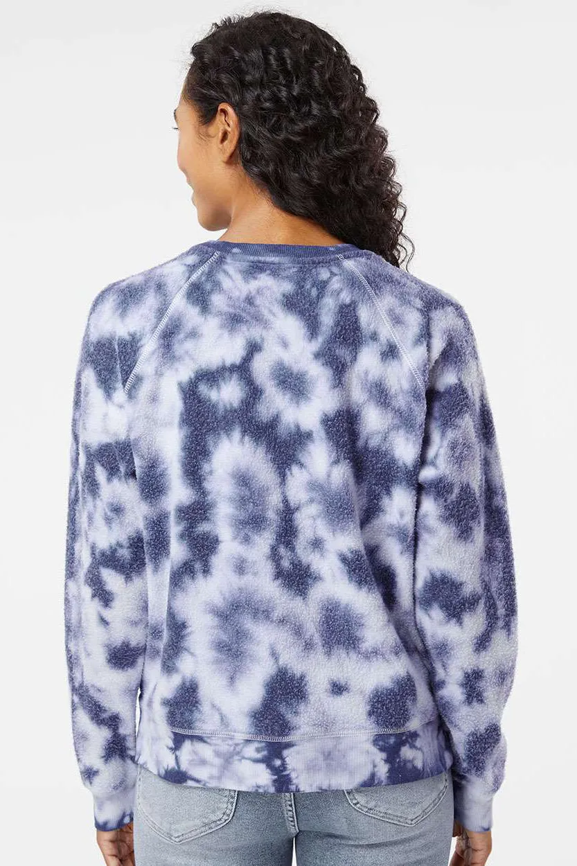 Boxercraft Womens Fleece Out Crewneck Sweatshirt - Navy Blue Tie-Dye - Closeout Clothing Boxercraft