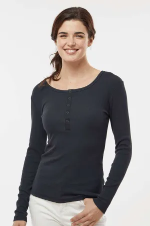 Boxercraft Womens Harper Long Sleeve Henley T-Shirt - Black Clothing Boxercraft