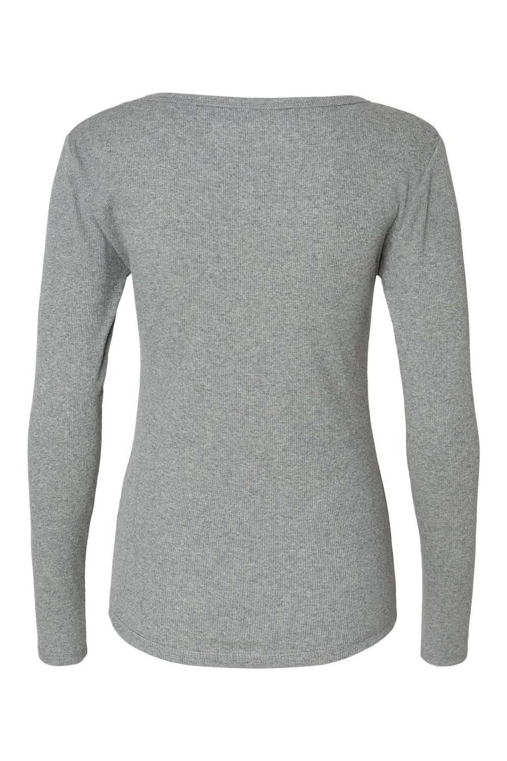 Boxercraft Womens Harper Long Sleeve Henley T-Shirt - Heather Oxford Grey Clothing Boxercraft