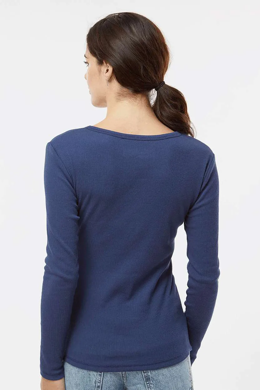 Boxercraft Womens Harper Long Sleeve Henley T-Shirt - Navy Blue Clothing Boxercraft