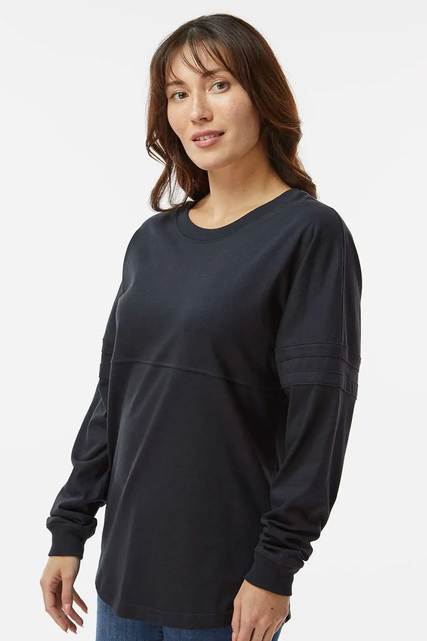 Boxercraft Womens Pom Pom Long Sleeve Crewneck T-Shirt - Black Clothing Boxercraft