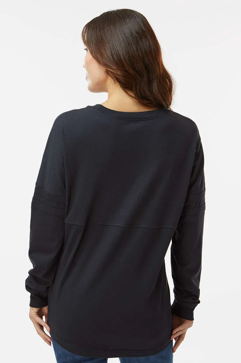 Boxercraft Womens Pom Pom Long Sleeve Crewneck T-Shirt - Black Clothing Boxercraft