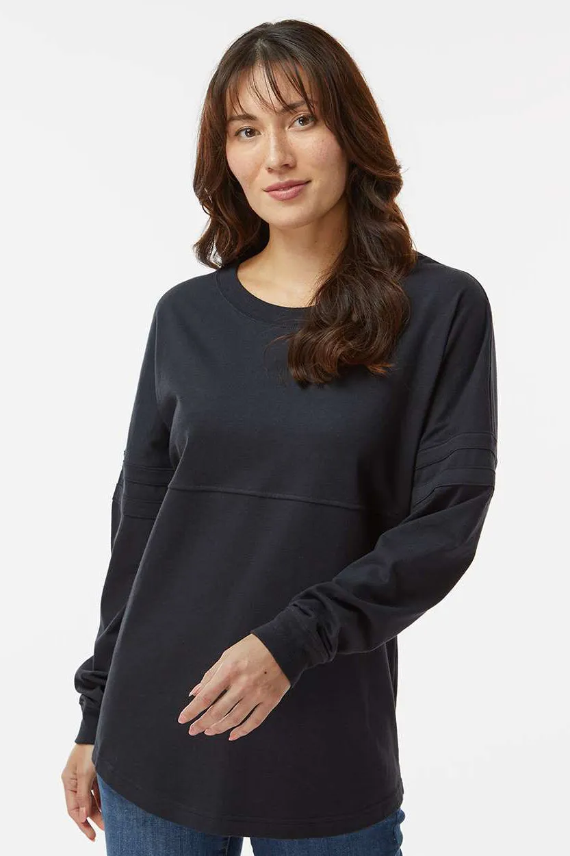 Boxercraft Womens Pom Pom Long Sleeve Crewneck T-Shirt - Black Clothing Boxercraft