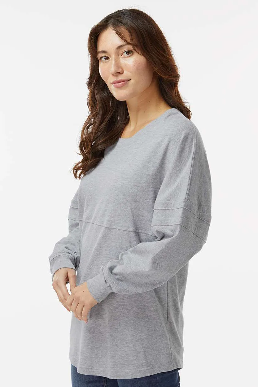 Boxercraft Womens Pom Pom Long Sleeve Crewneck T-Shirt - Heather Oxford Grey Clothing Boxercraft