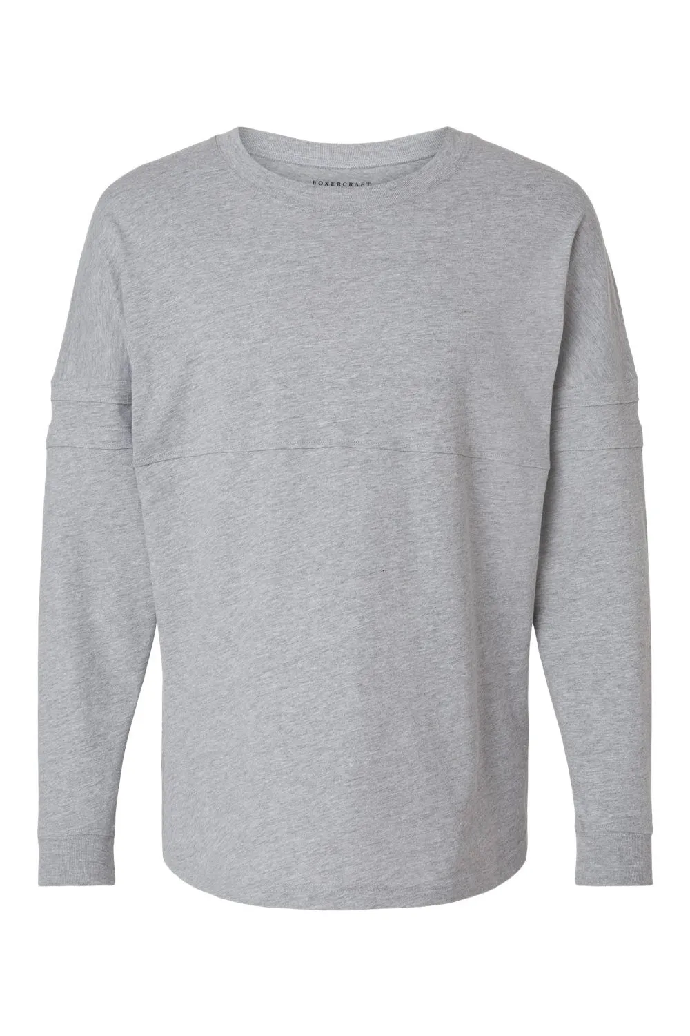 Boxercraft Womens Pom Pom Long Sleeve Crewneck T-Shirt - Heather Oxford Grey Clothing Boxercraft