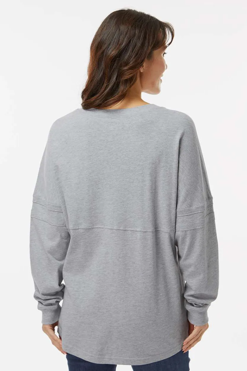 Boxercraft Womens Pom Pom Long Sleeve Crewneck T-Shirt - Heather Oxford Grey Clothing Boxercraft