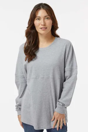 Boxercraft Womens Pom Pom Long Sleeve Crewneck T-Shirt - Heather Oxford Grey Clothing Boxercraft