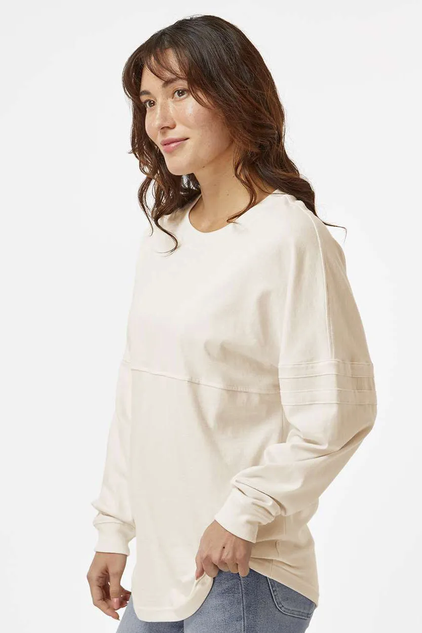 Boxercraft Womens Pom Pom Long Sleeve Crewneck T-Shirt - Natural Clothing Boxercraft