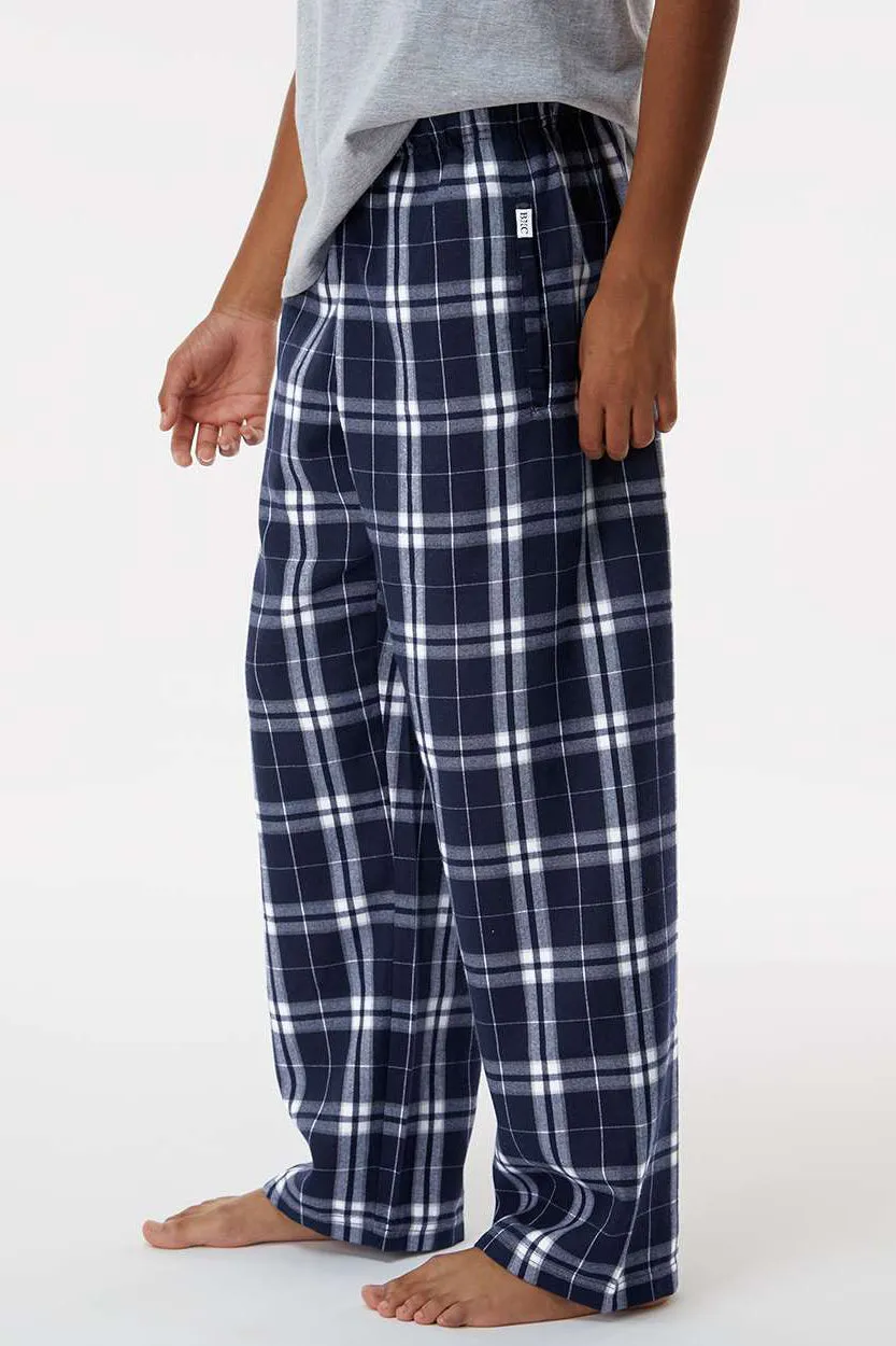 Boxercraft Youth Flannel Pants w/ Pockets - Navy Blue/Silver Grey Clothing Boxercraft