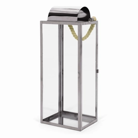 Brianna Outdoor 22" Modern Stainless Steel Lantern outdoor party decor, BBQ set