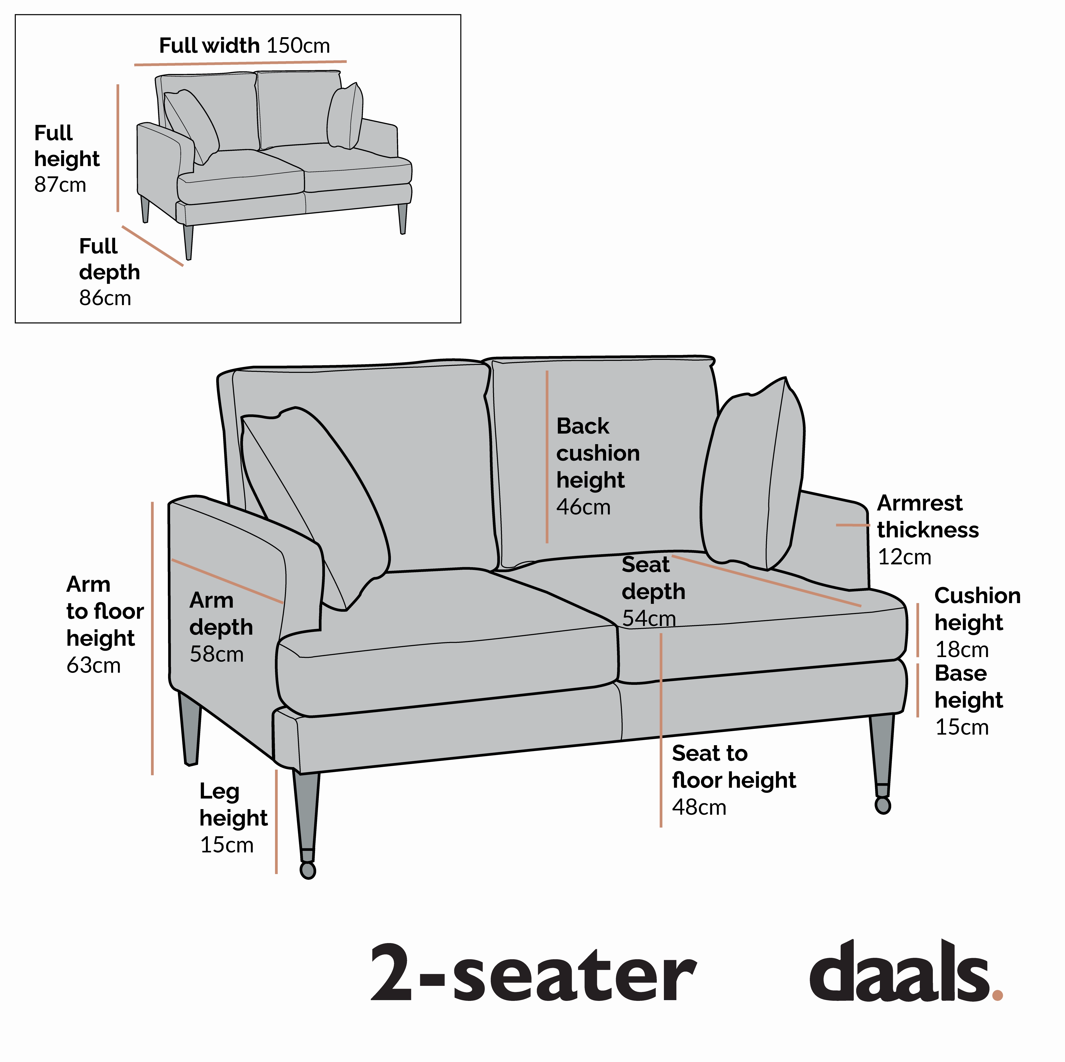 Brigette 2-Seater Mint Soft Brushed Sofa with Antique Brass Castor Legs