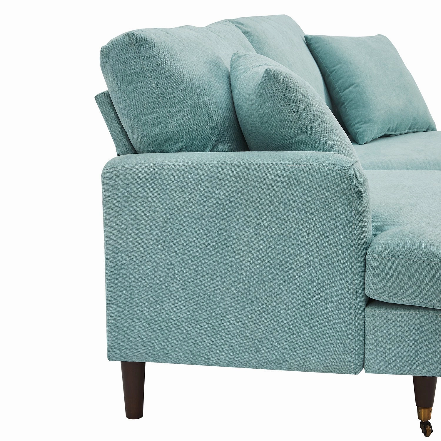 Brigette 2-Seater Mint Soft Brushed Sofa with Antique Brass Castor Legs