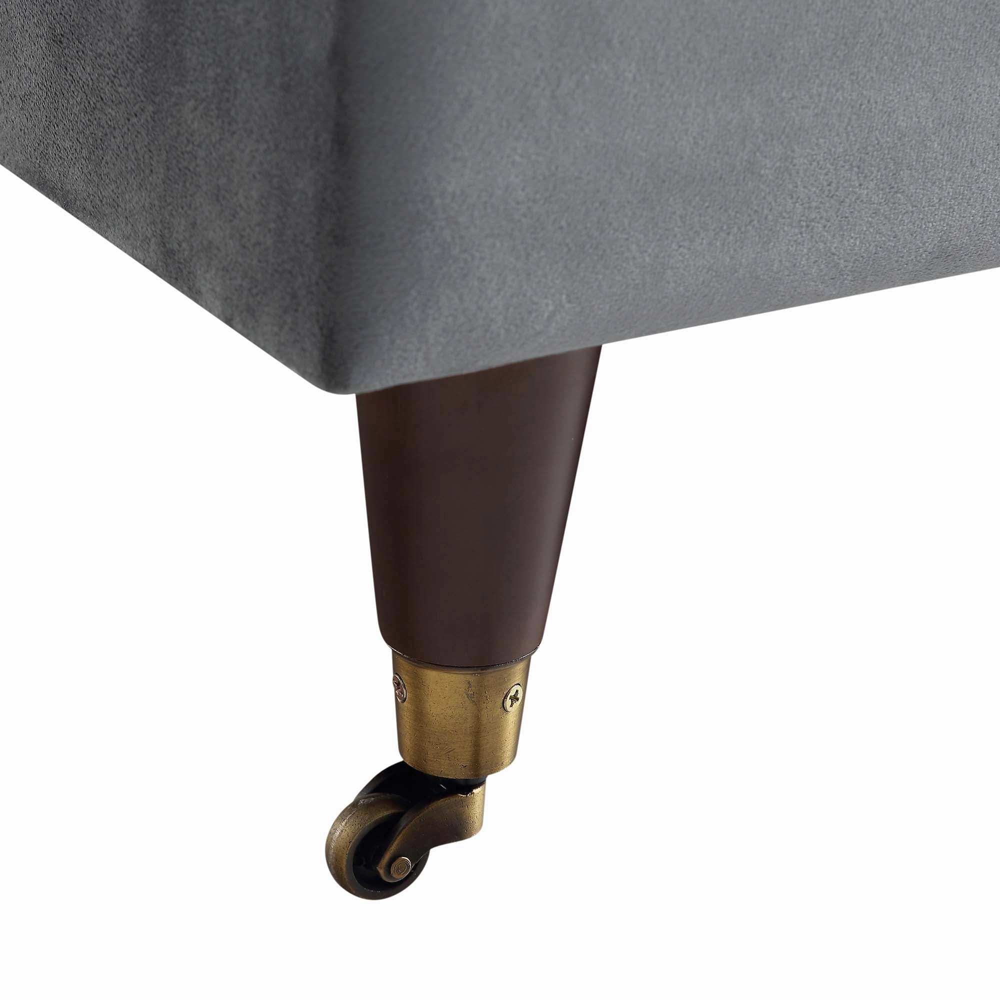 Brigette Grey Velvet Armchair with Antique Brass Castor Legs