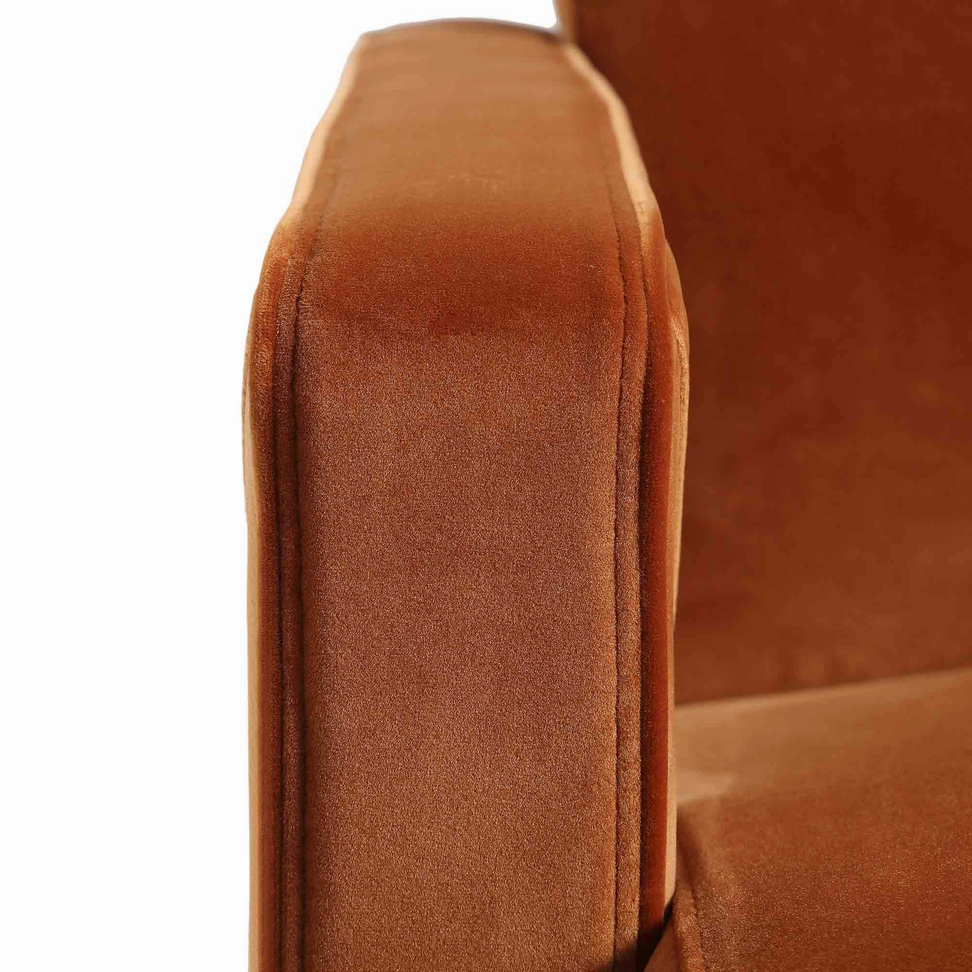 Brompton Sculptural Armchair, Rust Velvet