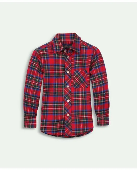 Brooks Brothers Boys Flannel Holiday Plaid Sport Shirt Red Brooks Brothers
