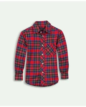Brooks Brothers Boys Flannel Holiday Plaid Sport Shirt Red Brooks Brothers