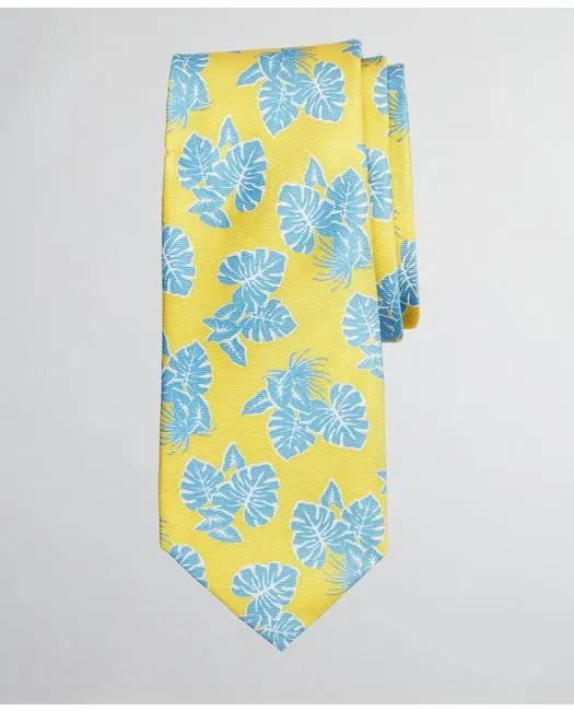 Brooks Brothers Boys Palm Leaf Print Tie Yellow/Blue Brooks Brothers