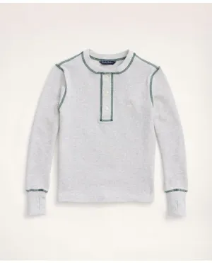 Brooks Brothers Boys Stretch Cotton Waffle Henley Light Grey Heather Brooks Brothers