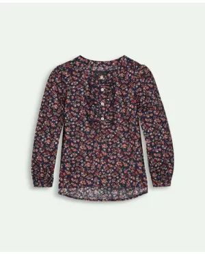 Brooks Brothers Girls Cotton Floral Blouse Navy Brooks Brothers
