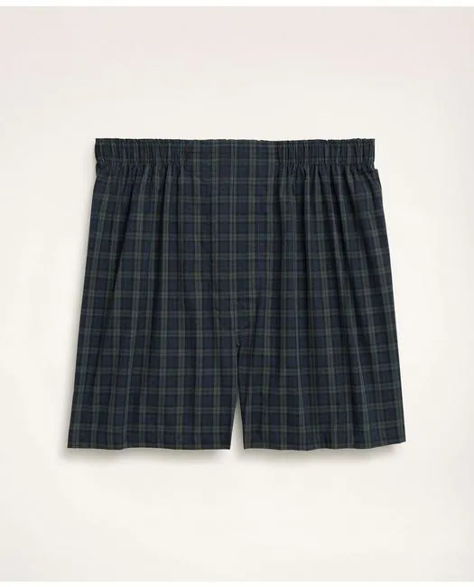Brooks Brothers Men's Cotton Broadcloth Tartan Boxers Navy/Green Brooks Brothers