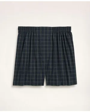 Brooks Brothers Men's Cotton Broadcloth Tartan Boxers Navy/Green Brooks Brothers
