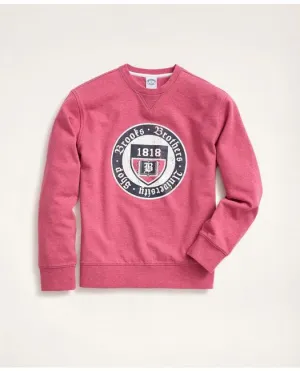 Brooks Brothers Men's Crest Print Crewneck Sweatshirt Red Heather Brooks Brothers