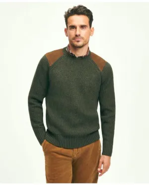 Brooks Brothers Men's English Rib Lambswool Crewneck Sweater Green Brooks Brothers