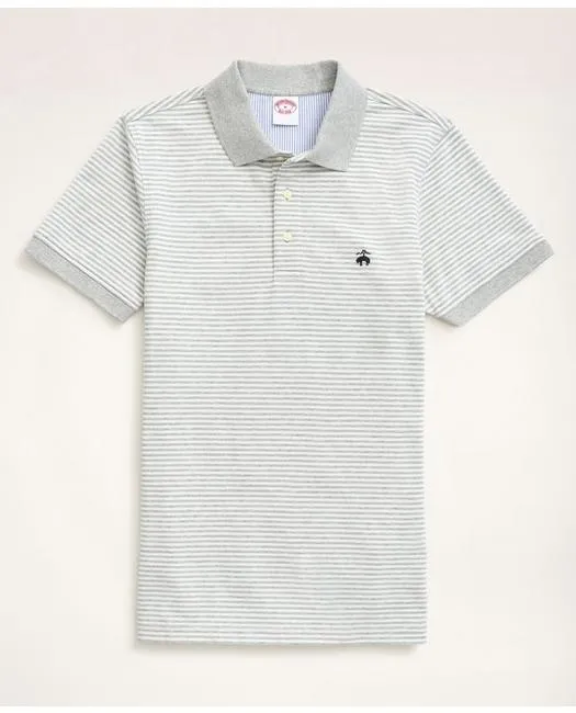 Brooks Brothers Men's Golden Fleece Slim Fit Feeder Stripe Polo Shirt Grey Heather Brooks Brothers