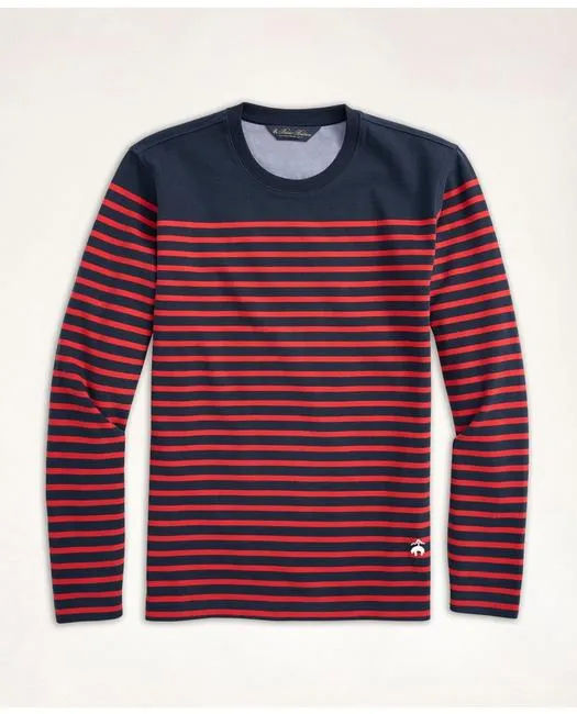 Brooks Brothers Men's Mariner Stripe Long-Sleeve T-Shirt Navy/Red Brooks Brothers