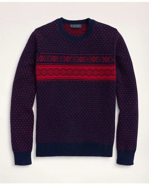 Brooks Brothers Men's Merino Wool Fair Isle Sweater Navy/Red Brooks Brothers