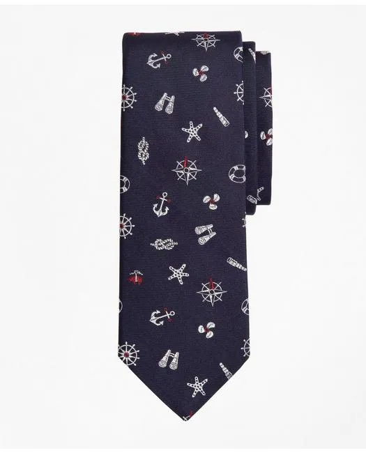 Brooks Brothers Men's Nautical Motif Tie Navy Brooks Brothers