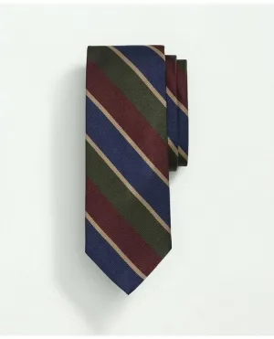 Brooks Brothers Men's Silk Bold Tri-Color Striped Tie Burgundy/Blue Brooks Brothers