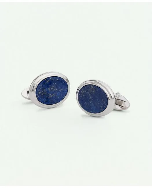 Brooks Brothers Men's Sterling  Oval Rhodium-Plated Cufflinks Silver Brooks Brothers