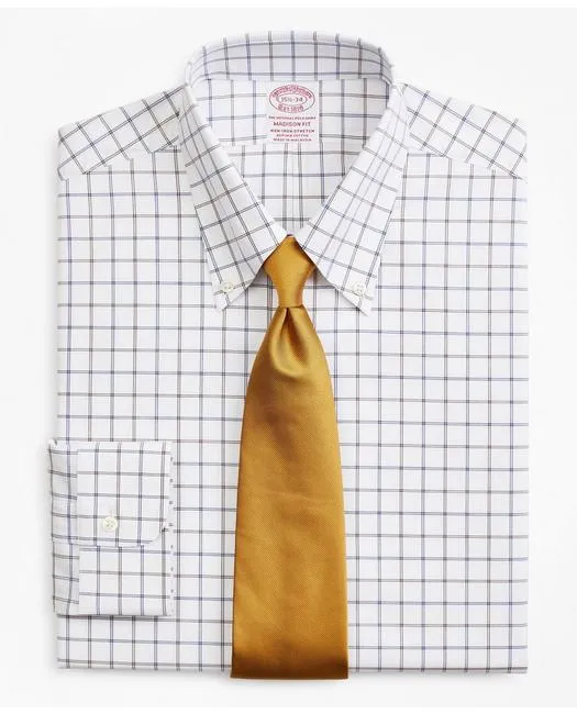 Brooks Brothers Men's Stretch Madison Relaxed-Fit Dress Shirt Brown Brooks Brothers