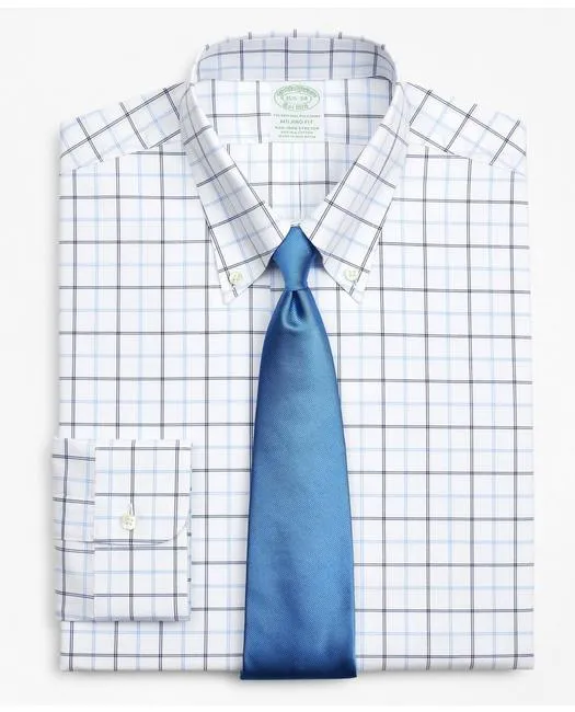 Brooks Brothers Men's Stretch Milano Slim-Fit Dress Shirt Blue Brooks Brothers