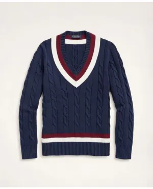 Brooks Brothers Men's Supima Cotton Cable Tennis Sweater Navy Brooks Brothers