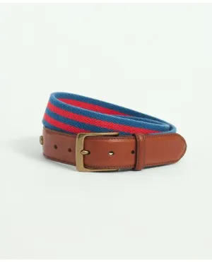 Brooks Brothers Men's Webbed Cotton Striped Belt Blue/Red Brooks Brothers
