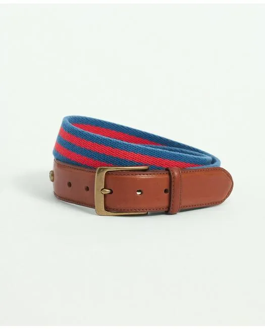 Brooks Brothers Men's Webbed Cotton Striped Belt Blue/Red Brooks Brothers