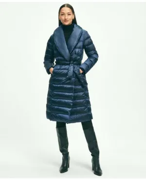 Brooks Brothers Women's Down Water-Resistant Belted Puffer Coat Navy Brooks Brothers