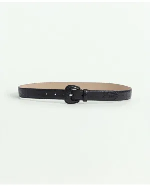 Brooks Brothers Women's Leather Alligator Embossed Belt Black Brooks Brothers