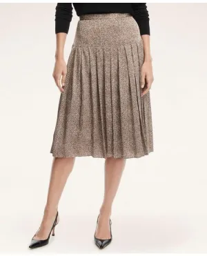 Brooks Brothers Women's Silk Pleated Skirt Tan Brooks Brothers