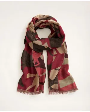 Brooks Brothers Women's Wool Blend Equestrian Scarf Red Brooks Brothers