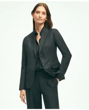 Brooks Brothers Women's Wool Cashmere 2-Button Jacket Dark Grey Brooks Brothers