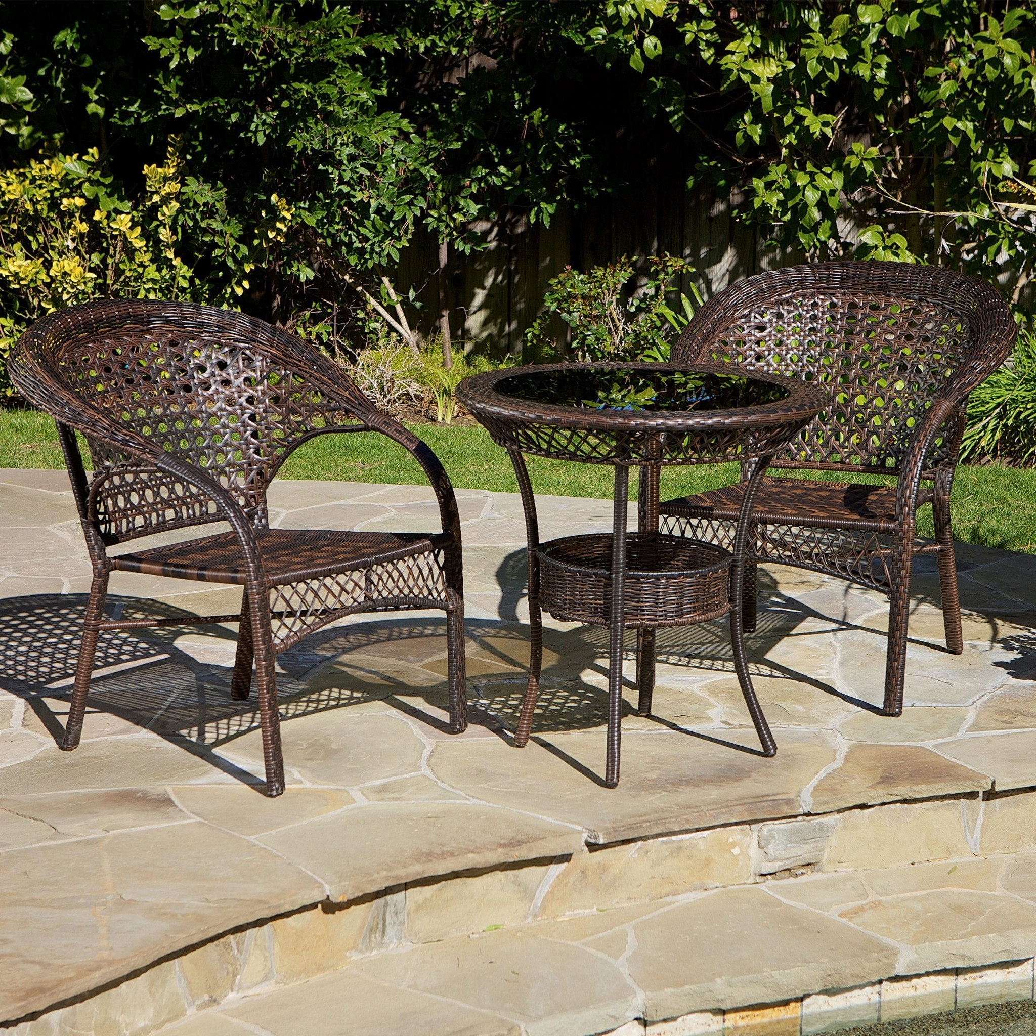 Brown 3pc Wicker Bistro Set - NH567872 outdoor lounge chair, patio sofa