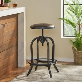 Brown Convex Swivel Adjustable Bar Stool - NH340592 kitchen accessories, table linens